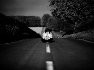 girl woman road loneliness 768x1024